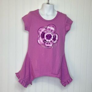 Naartjie Girls Short Sleeve Asymmetrical Tie Dye Tunic Crocus Size 6
